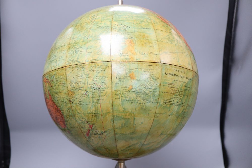 A Philips 12inch stereo relief globe by George Philip & Son